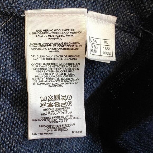 Brooks Brothers Extra Fine Italian Merino Wool Blue Zip collar Size XL - Picture 6 of 6